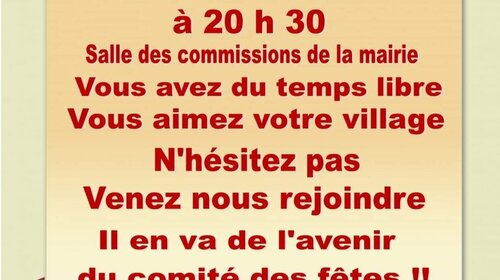 Comité des Fêtes - Appel aux bénévoles