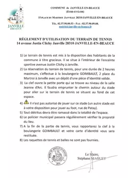 Règlement Terrain de tennis